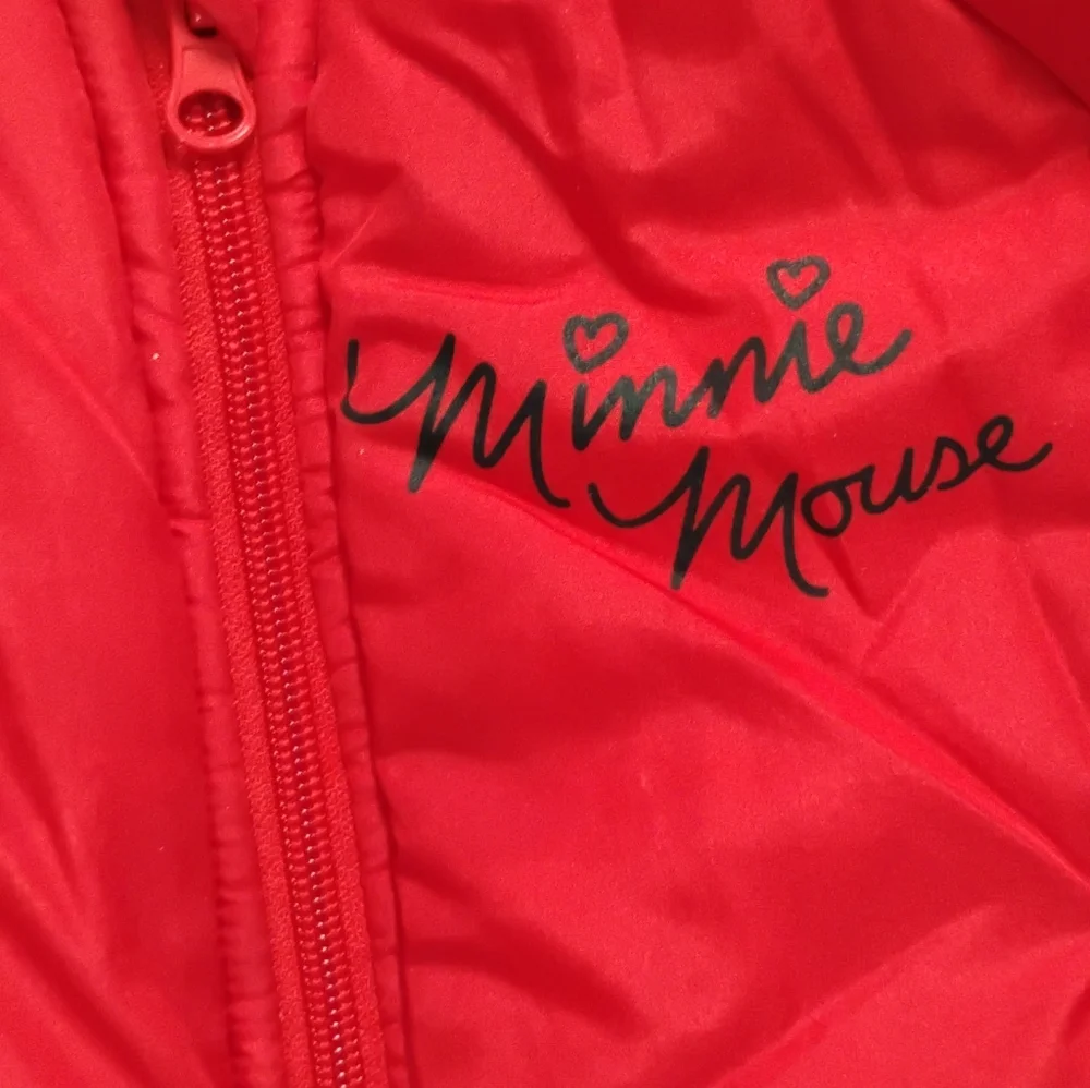 Minnie Mouse Ears Disney Girls Red Puffer Fleece Lined Jacket Sz 5